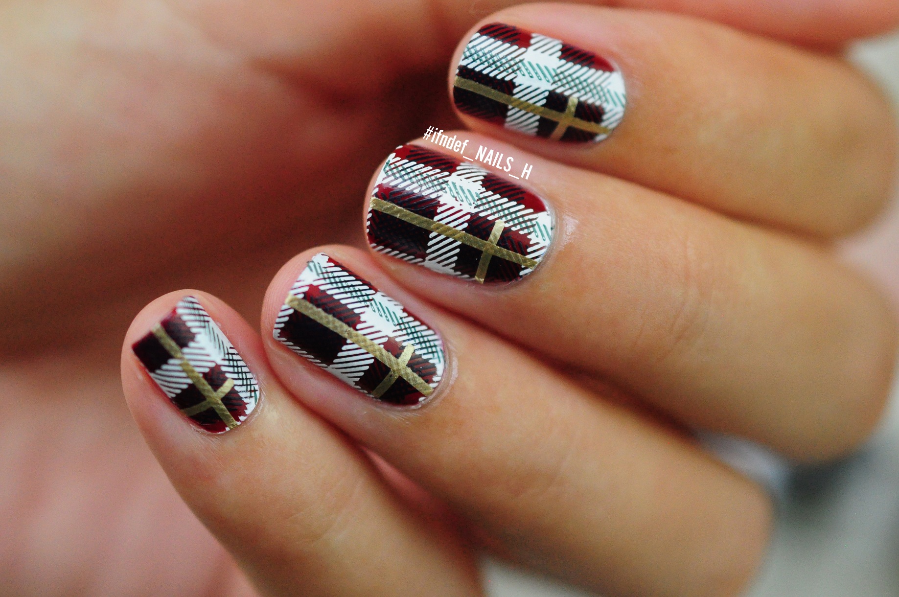 Quick Designs // Christmas In September Plaid Nail Art Design using Barry M