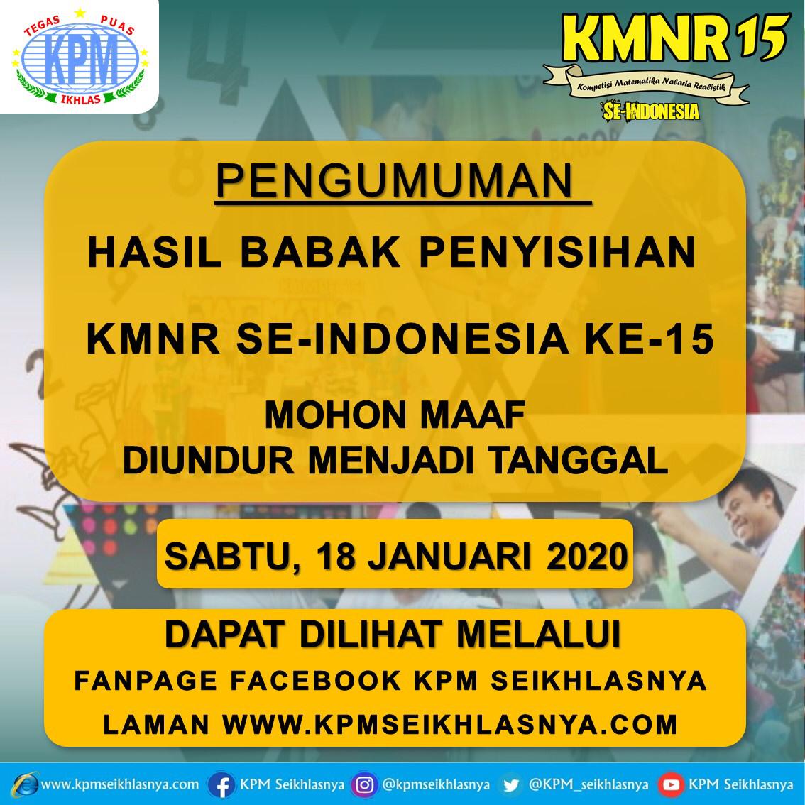 Pengumuman Babak Penyisihan Kmnr 15 Ahlan Wasahlan Fi Madrasah Mi Murni Sunan Drajat Lamongan