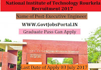 National Institute of Technology Rourkela Recruitment 2017–Executive Engineer