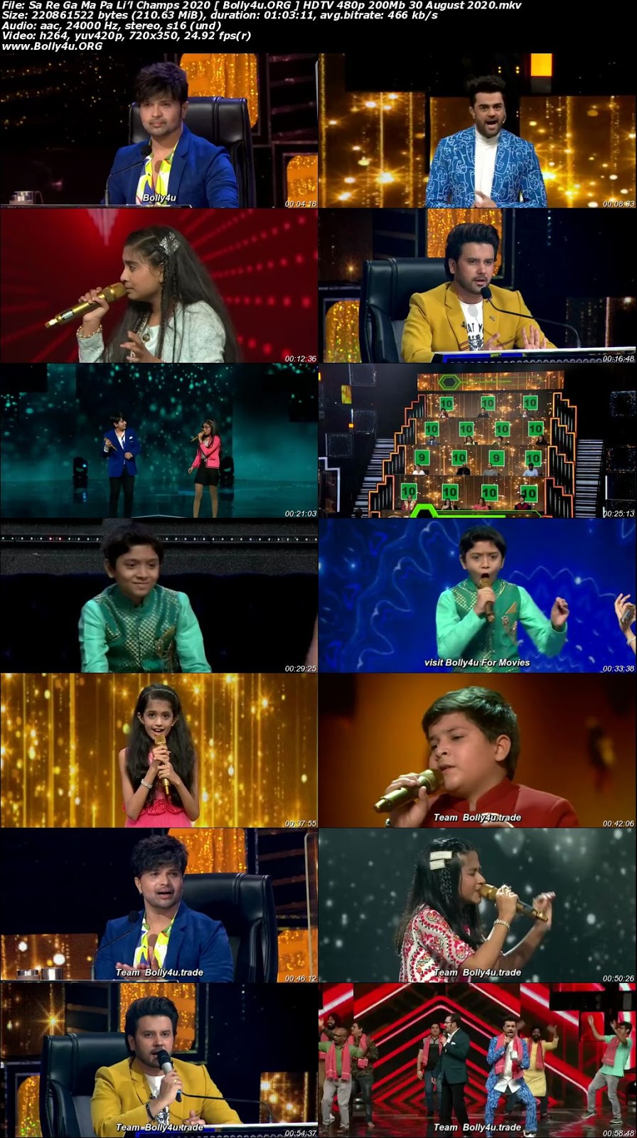 Sa Re Ga Ma Pa Lil Champs 2020 HDTV 480p 200Mb 30 August 2020 Download