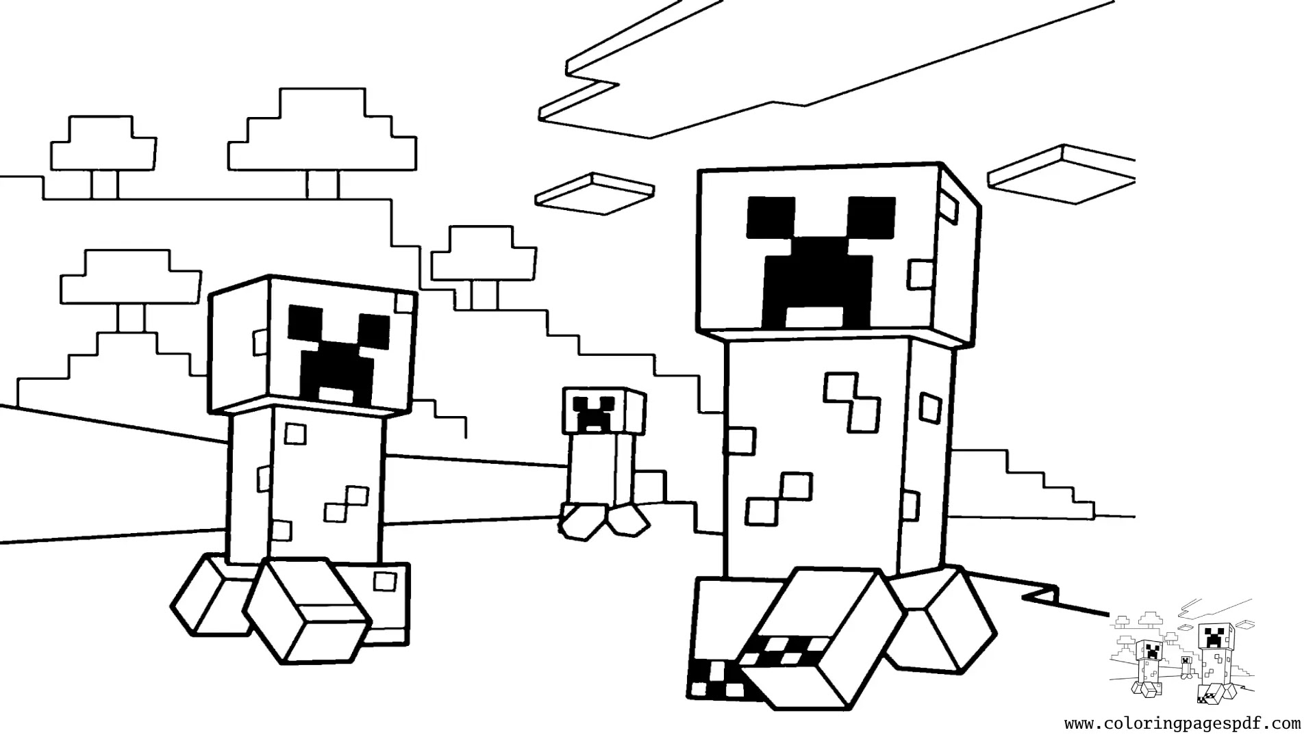 Coloring Page Of Multiple Creepers