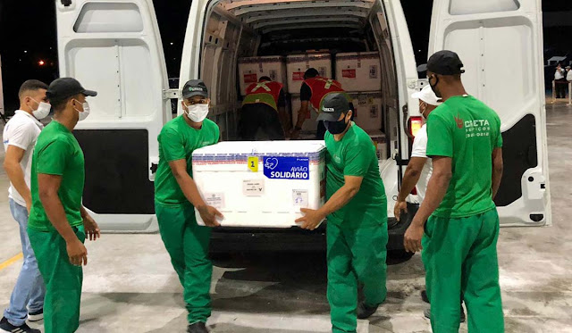 Bahia recebe 308.600 doses de vacinas contra Covid-19