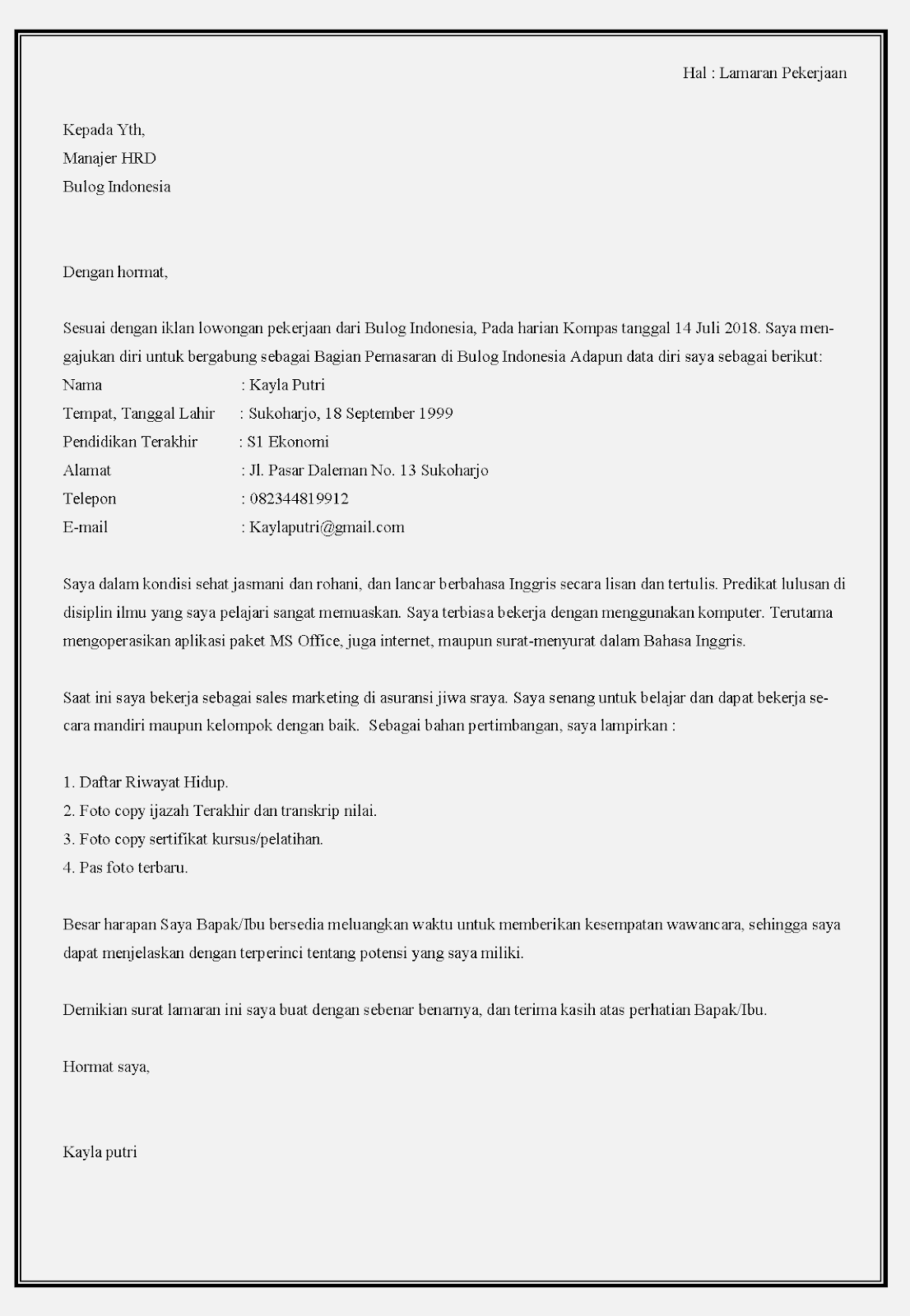 Contoh Surat Lamaran Kerja Di Perusahaan Sawit / Contoh Contoh Surat Lamaran Kerja Di Perusahaan Sawit / Contoh
