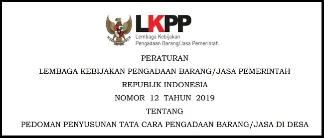 Peraturan LKPP 12 tahun 2019