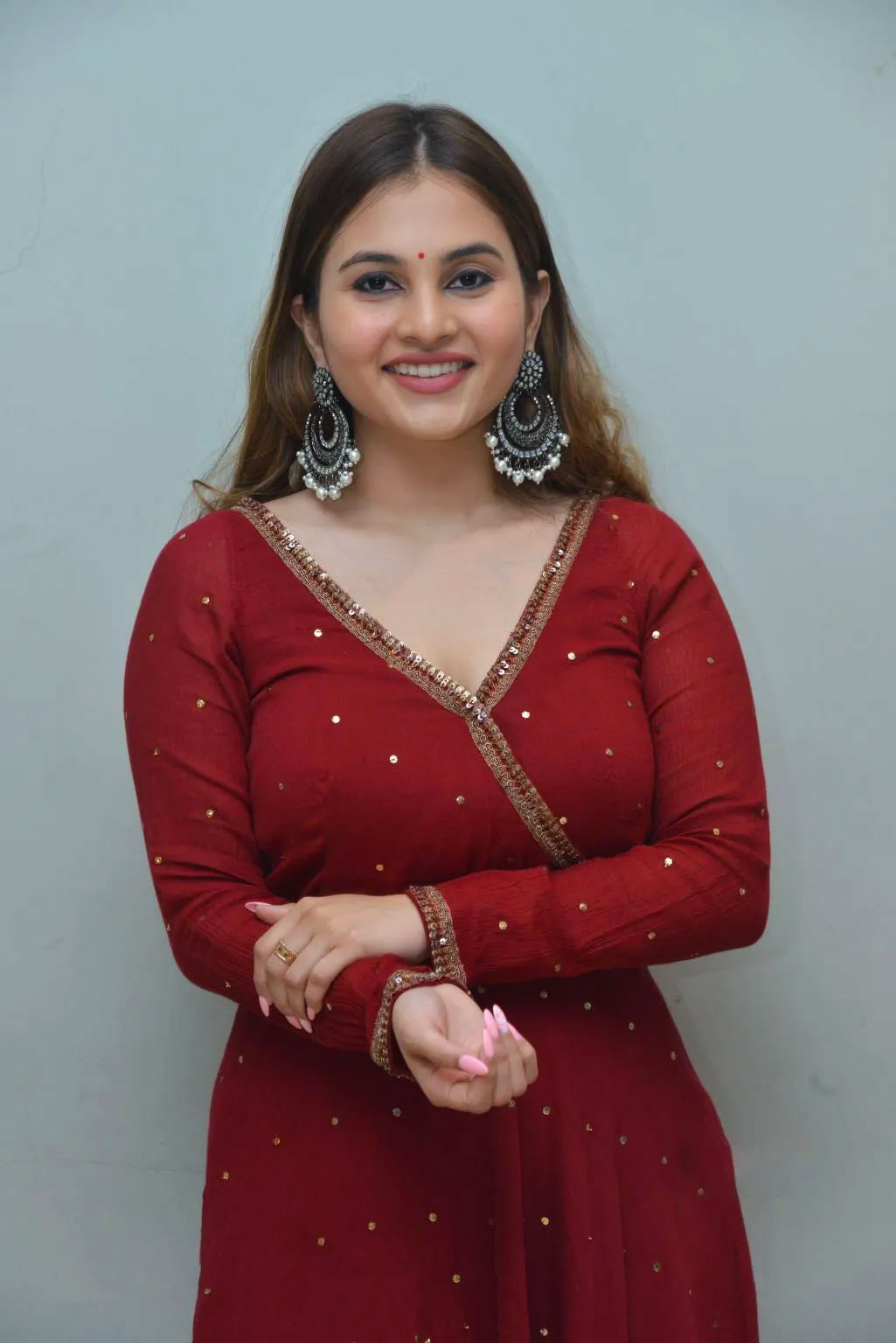 Ramya Pasupuleti Hot Pics in red Maxi Dress