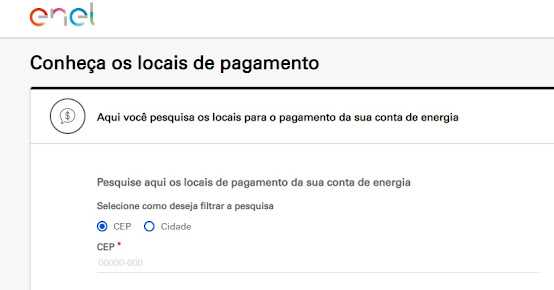 Imagem do Buscador dos endereços das lojas de atendimento da Enel São paulo