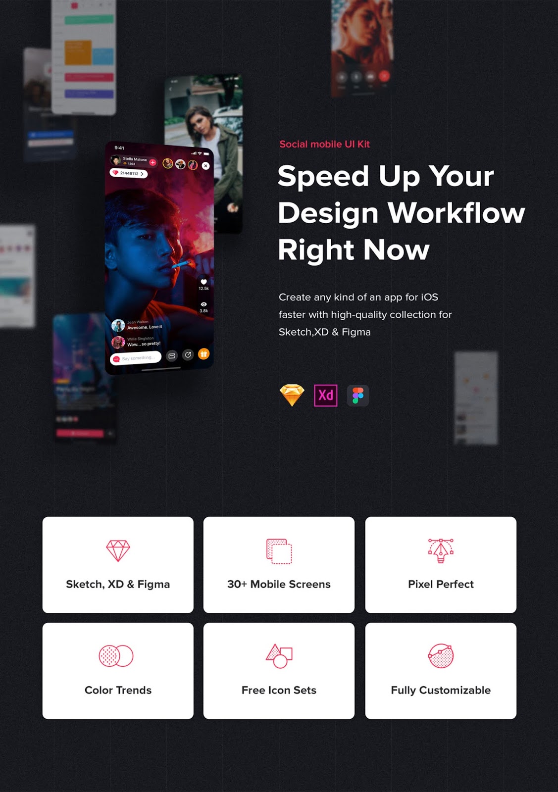 Download Jazam Social Mobile App Ui Kit Mockups