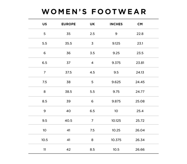 women footwear size
