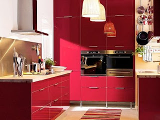 red kitchen cabinet