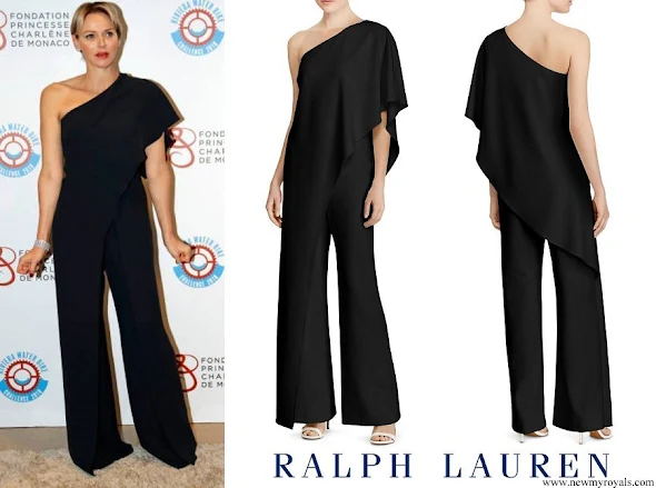 Princess Charlene wore Ralph Lauren Ruffle One shoulder Jumpsuit