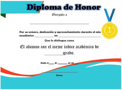 Diploma de honor para alumno de excelencia académica