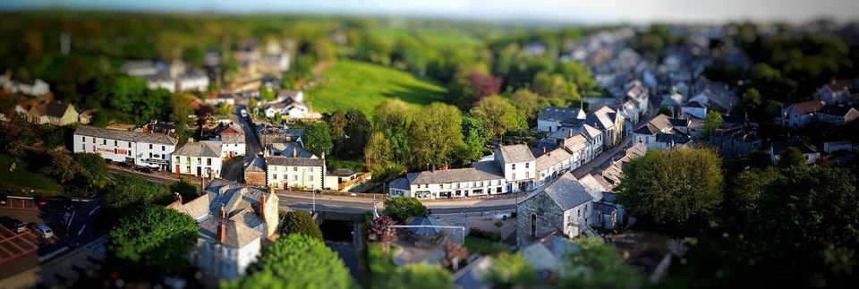 Drone view of Camelford in Cornwall