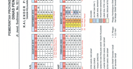 Kalender Pendidikan Tahun Pelajaran 2019 2020 Azafah78