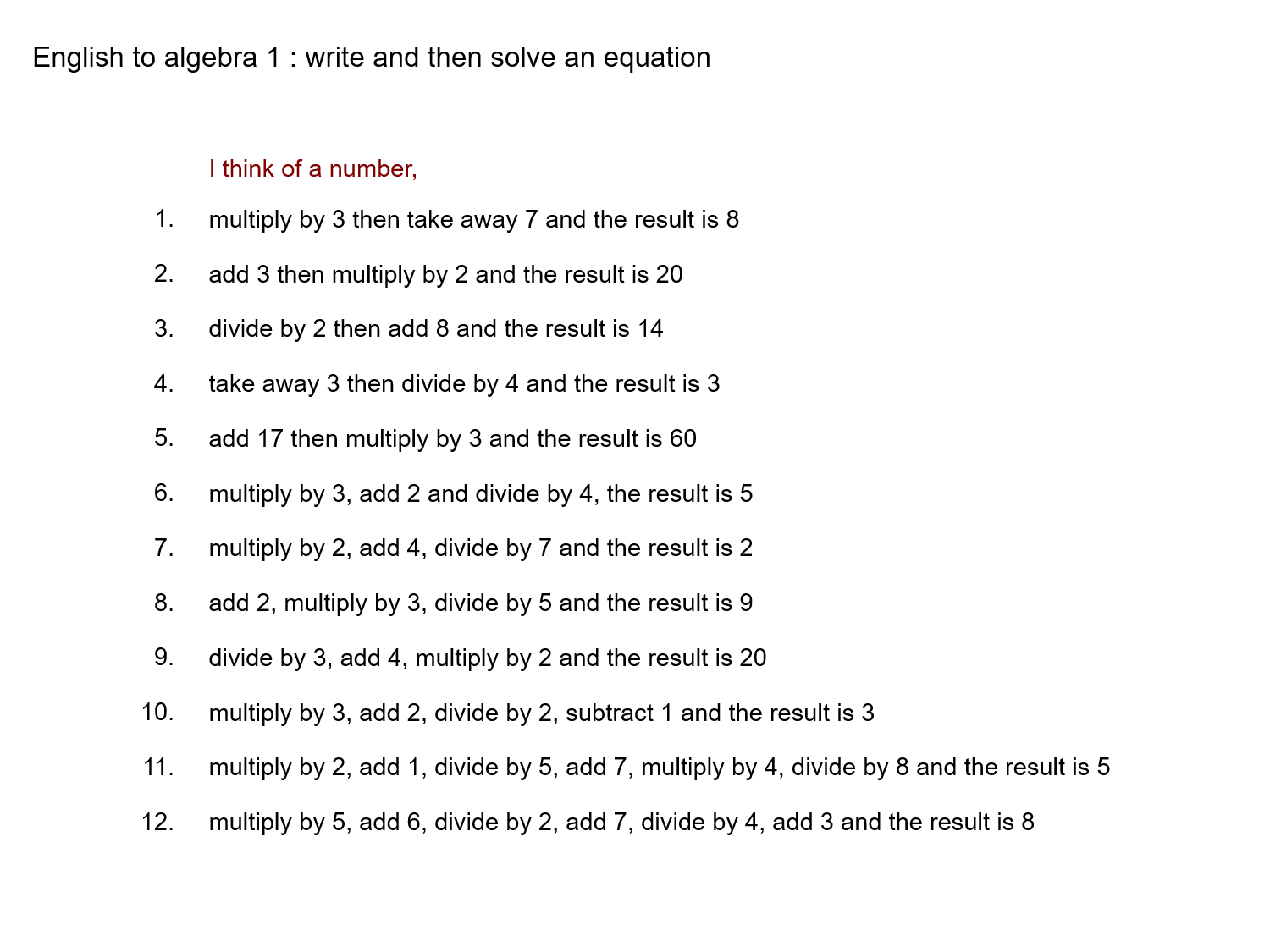 MEDIAN Don Steward mathematics teaching English to algebra, equations