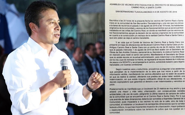 Propios vecinos se oponen a construir Camino a Santa Clara Ocoyucan