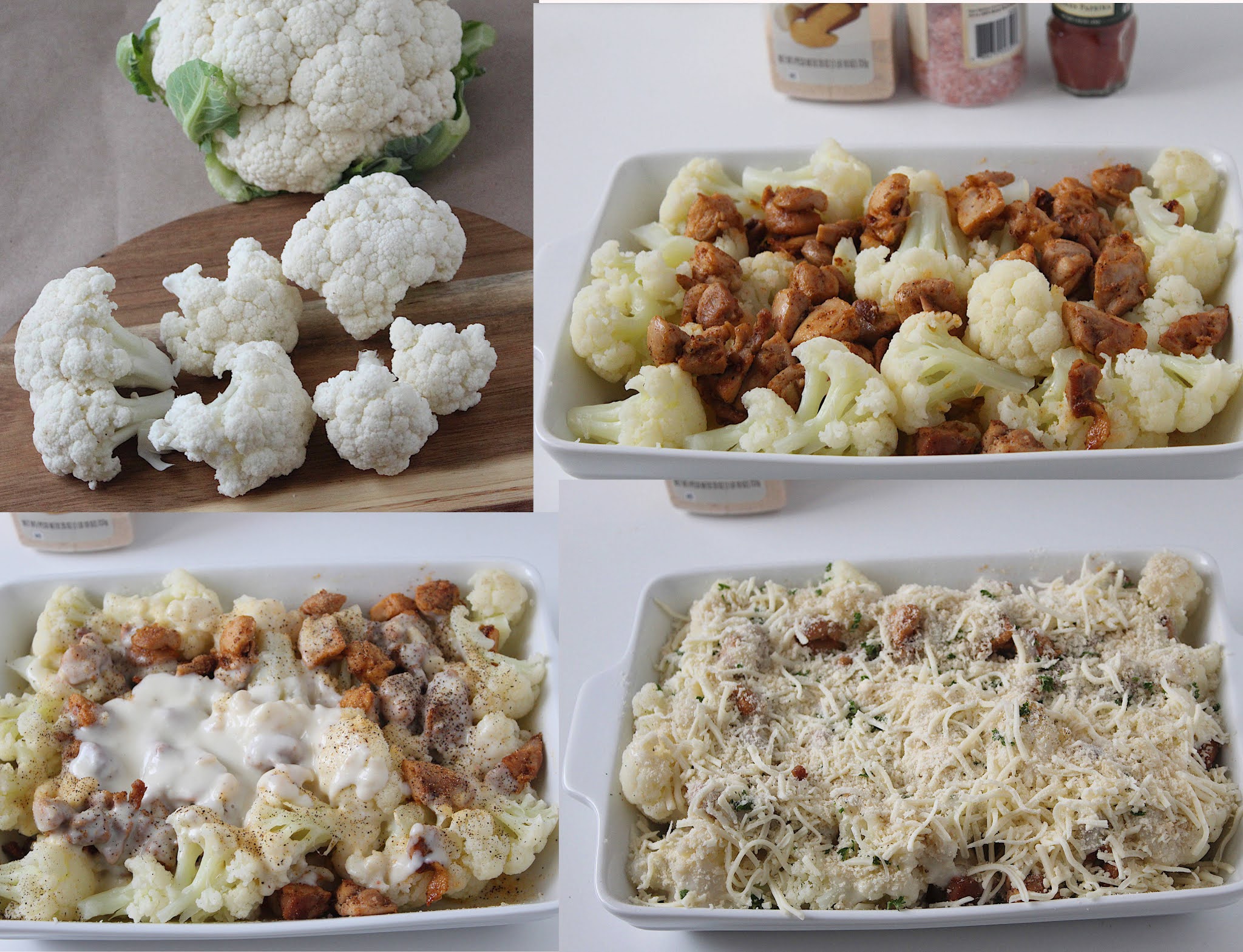 Baked Cauliflower and Chicken With Cheese Sauce