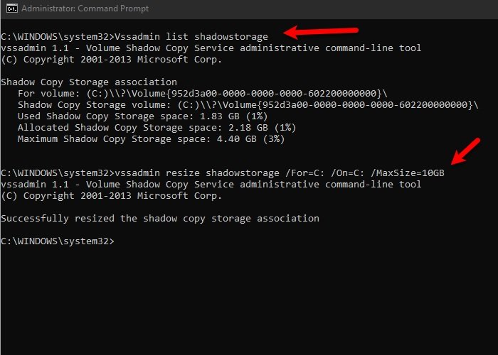 Correction du code d'erreur VSS 0x8004231f sur Windows 10