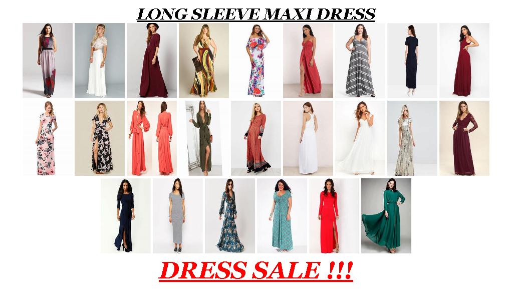 Fall Clothes For Womens On Sale - Long Sleeve Maxi Dress