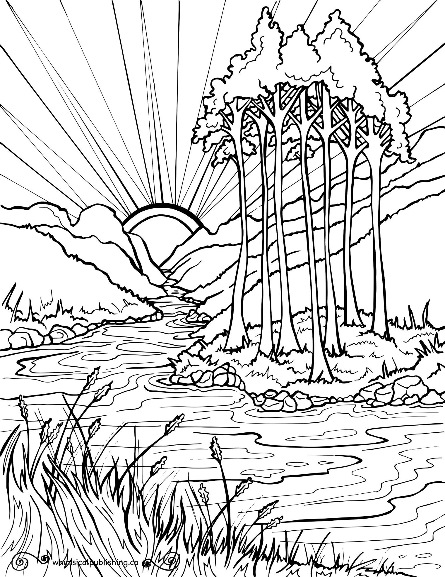 Serene Nature Coloring Pages Pdf Design in 4K