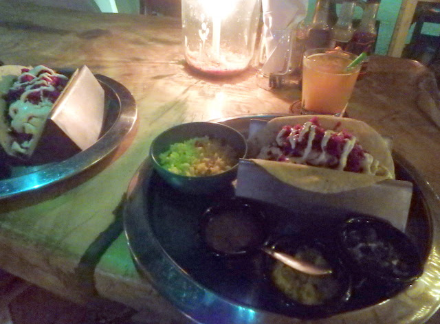 Fish tacos at Taco Beach Bar in Taganga, Colombia