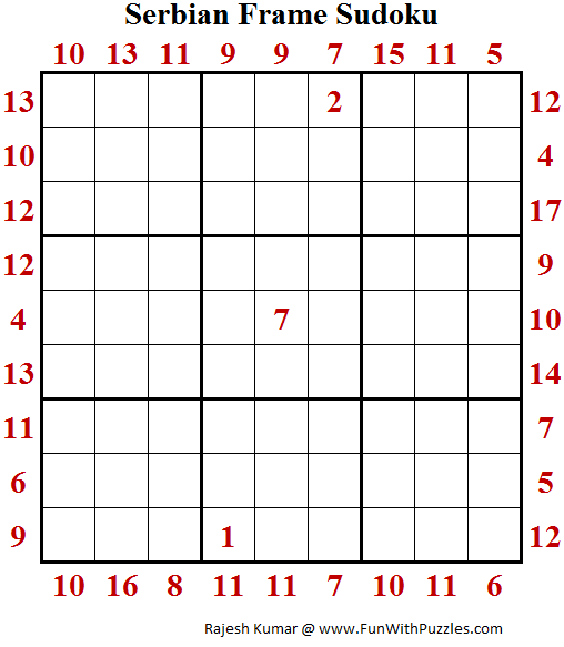 Serbian Frame Sudoku (Puzzles for Teens)