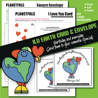 Valentine Single Card Set & Envelope ILU Folding Card Coloring & Construction Kit