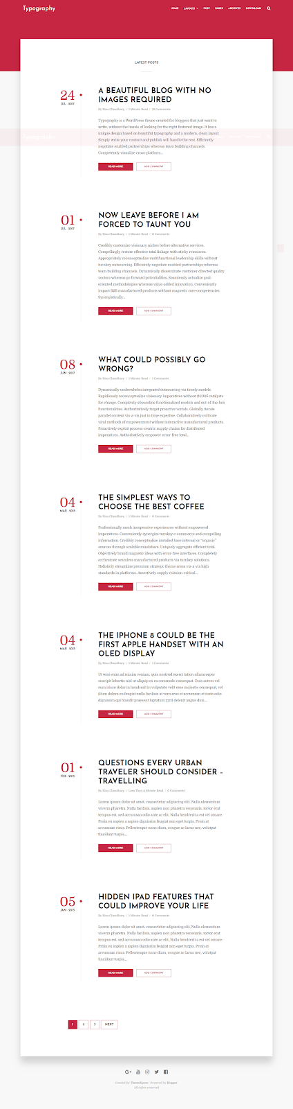 Free Typography Blogger Theme Download