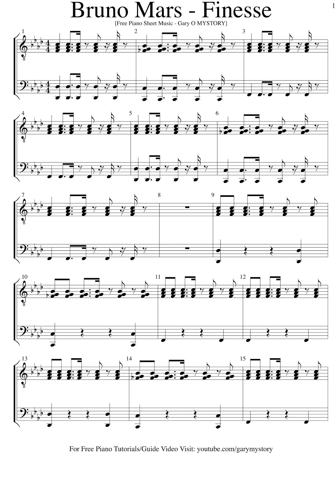 bruno mars sheet music