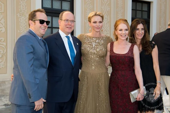 Prince Albert and Princess Charlene of Monaco held a reception for actors at the Prince's Palace