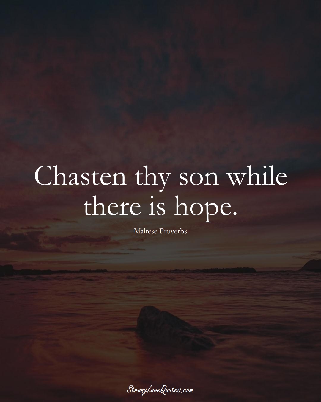 Chasten thy son while there is hope. (Maltese Sayings);  #EuropeanSayings