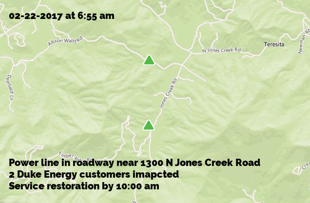 Map showing location impacted by outage Map showing location impacted by outage