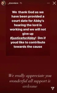Kabi’s cousin provides an update on Abby’s case Kabi’s cousin provides an update on Abby’s case