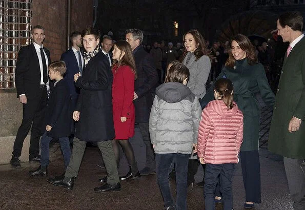 Crown Princess Mary in Massimo Dutti cashmere coat. Princess Marie wore a new Hugo Boss coat. Princess Isabella and Princess Josephine