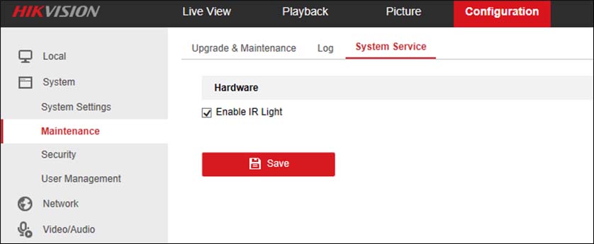 How to turn off the IR light on Hikvision camera