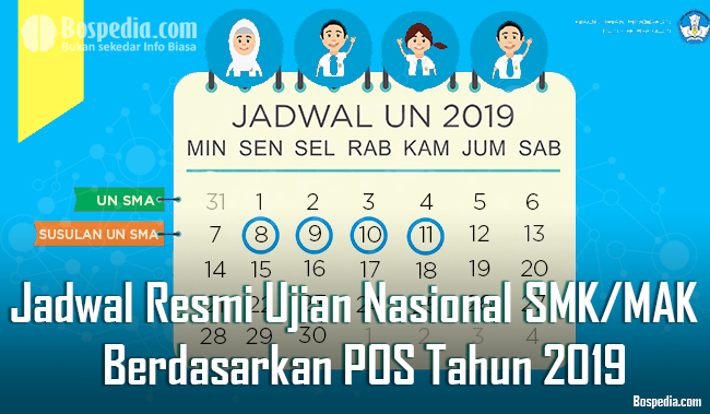 Jadwal Resmi UNBK dan UN SMK/MAK Berdasarkan POS Tahun