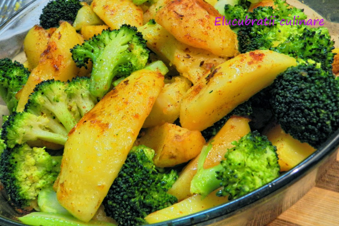 Cartofi cu broccoli la cuptor