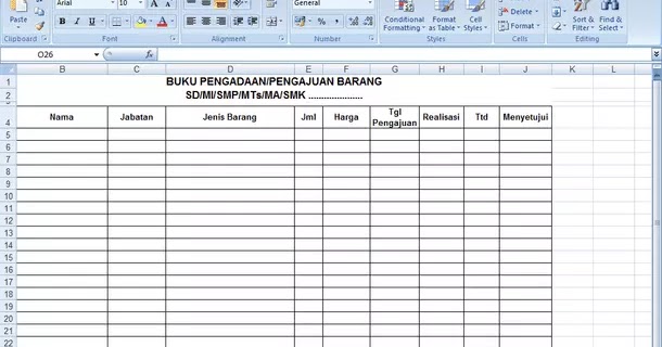 Contoh Format Administrasi Sekolah Inventaris Barang Berkas Edukasi