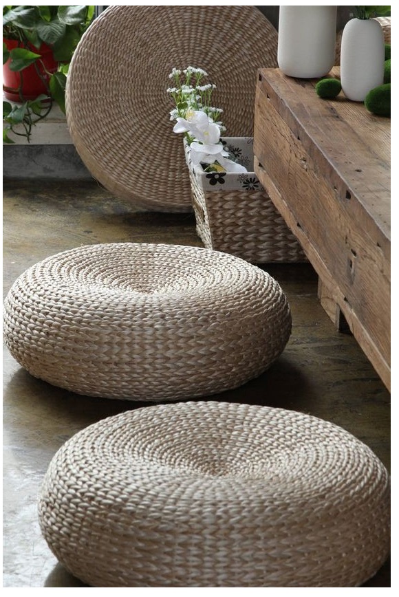 Knitted Pouf and Ottoman floor chusion from bean bag sofa coffe table ideas