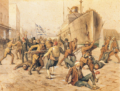 zmir'in işgaline tanıklık etmiş olan İtalyan asıllı ressm Vittoro'nun işgali anlatan tablosu.