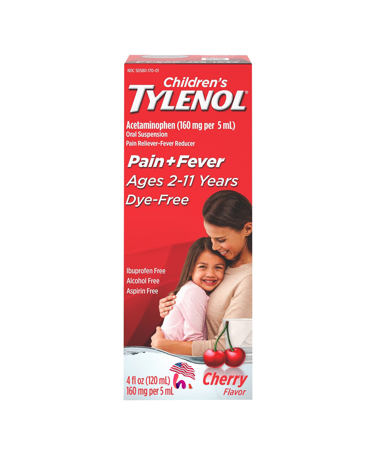 Siro giảm đau hạ sốt cho trẻ 2-12 tuổi Children’s Tylenol Pain Fever (Vị Cherry)