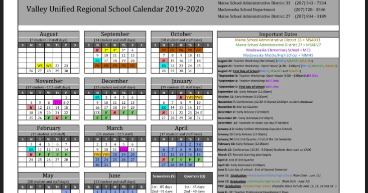 Valley Unified Education Service Center: Revised 2019-2020 School Year