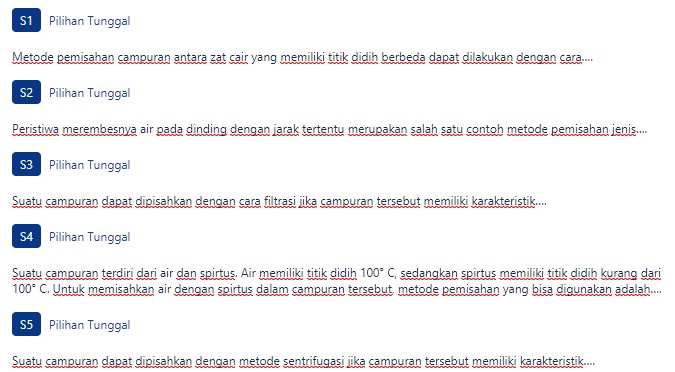 Soal Dan Jawaban Pemisahan Campuran Ruang Belajar
