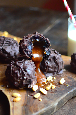 oven baked salted caramel peanut butter bombs