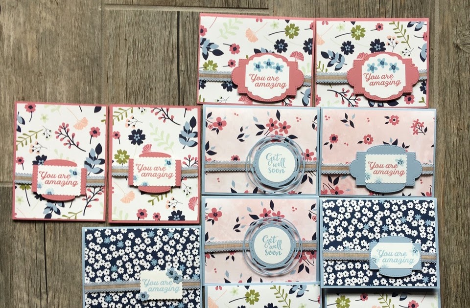 Fast and easy cards using Stampin Up! Paper Blooms DSP from