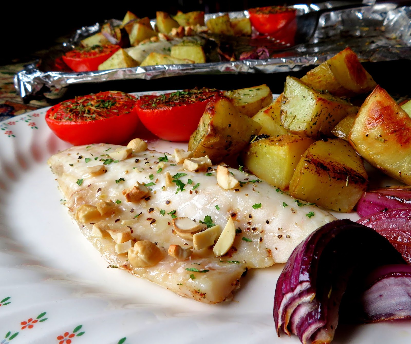 Sheet Pan Roasted Sea Bass Dinner for Two