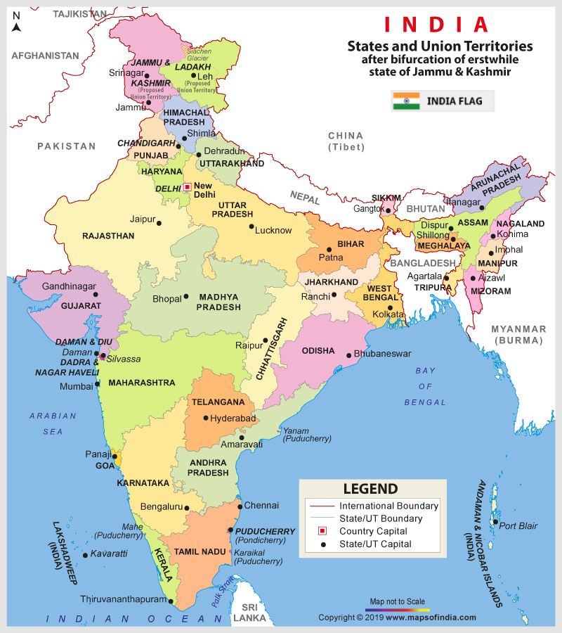 India New Map With All State Capital Aand Founding Date 2020 Dilu
