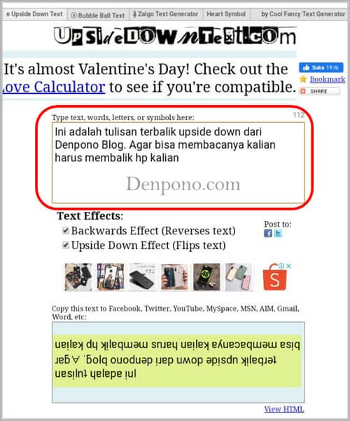 membuat tulisan terbalik di whatsapp
