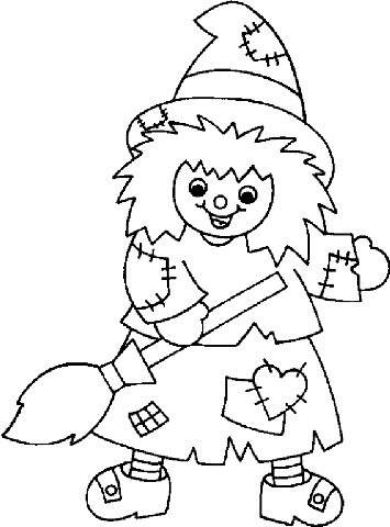 Bruxa bonita numa vassoura - Dia das Bruxas - Coloring Pages for Adults