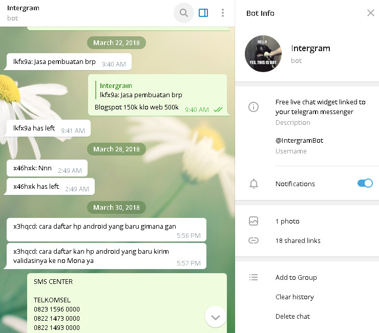 Intergram Layanan Live Chat Gratis untuk Website via Telegram Reload ID. ww...