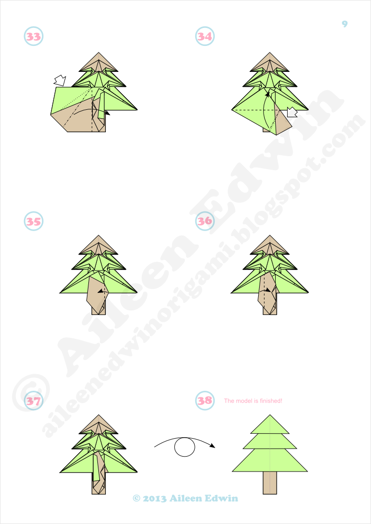 Aileen Edwin Origami: Origami Christmas Tree (Dual-Coloured Version)